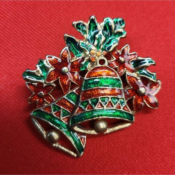 Christmas Pins/ Brooch Set of 2 Christmas Bells & Tree Pins - Picture 4 of 9